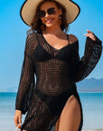 Crochet Side Split Beach Coverups Swimwear Dress