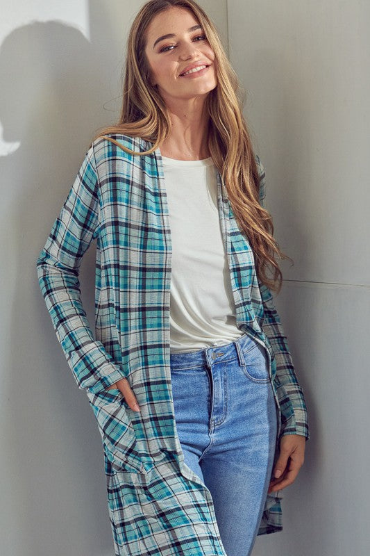 e Luna Plaid Long Cardigan