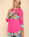 Celeste Full Size Tropical Print Long Sleeve T-Shirt