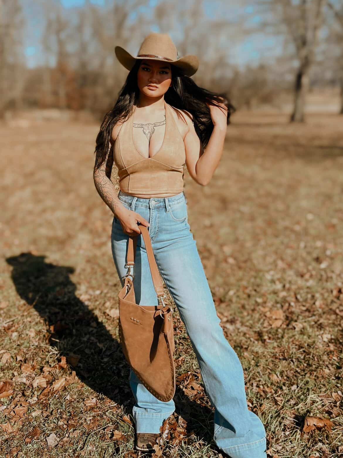 Rosalie Rivet Suede Hobo Bag