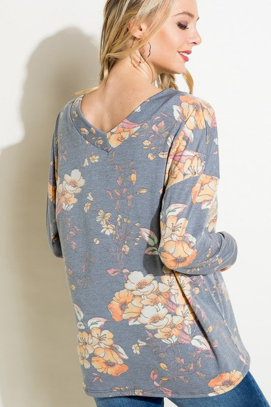 e Luna Floral Loose Fit Boxy Top