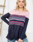 e Luna PLUS Stripe Mix Colorblock Top