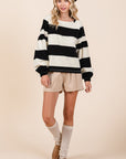 Mittoshop Striped Snap Shoulder Long Sleeve T-Shirt