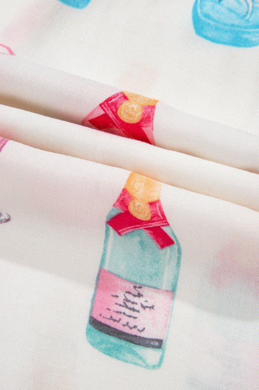 Plus Size Valentine Champagne Bow Tie Pajama Set