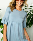 e Luna PLUS Solid Ruffled Sleeve Loose Top