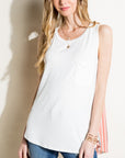 e Luna Solid Striped Mixed Tank