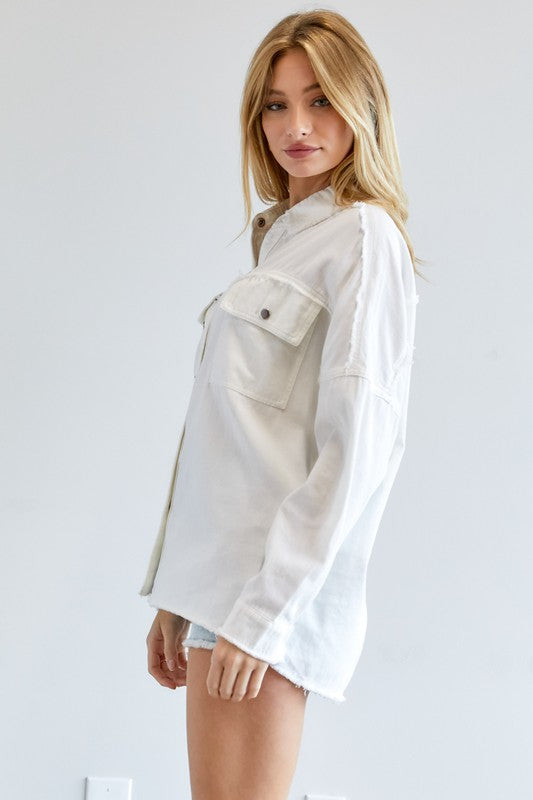 Davi &amp; Dani Button Down Shirt with Pockets - Online Only