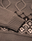 Western Geometric Knit Crew Neck Sweater