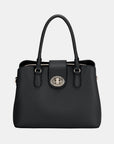 David Jones PU Leather Twist-Lock Tote Bag