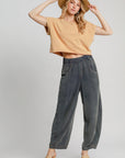 Umgee Elastic Waist Baggy Fit Pants with Pockets