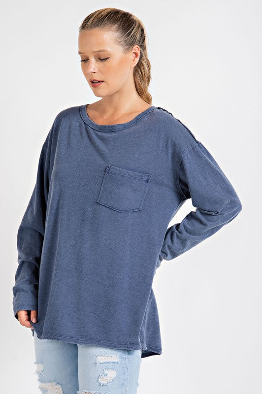 Mineral Washed Long Sleeve Top