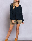 POL V-Neck Sweater with Open Back - Online Only