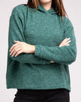 Zenana Hooded Brushed Melange Hacci Sweater