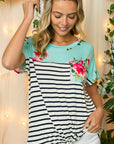 e Luna PLUS Striped Floral Mixed Top