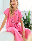 First Love Smile Face Drop Shoulder Brushed Inside T-Shirt