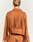 Jade By Jane Faux Suede Studded Fringe Jacket