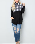 Celeste Full Size Pocketed Plaid Turtleneck Long Sleeve Blouse