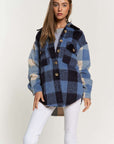 Davi & Dani Plaid Chest Pocket Detail Shacket