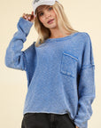 VERY J Mineral Washed Exposed Seam Sweater