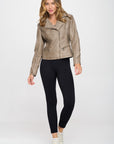 Coalition LA Studded Classic Moto Faux Leather Jacket