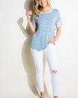 e Luna Striped Solid Mixed Boxy Top