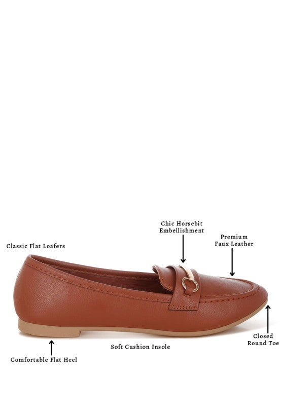 Oliot Horsebit Detail Flat Loafers