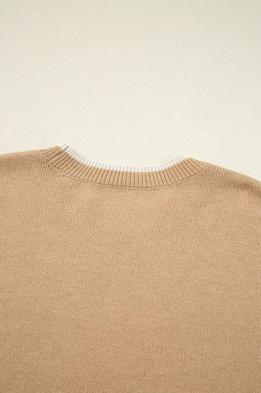 Ava Cuff Contrast Trim Sweater