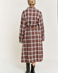 Plus Jade by Jane Plaid Print Collar Long Shirt Dress