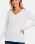 Zenana Full Size V-Neck Long Sleeve T-Shirt