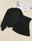 Cozy Knit Sweater & Pleated Skirt Set