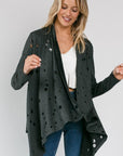 e Luna Distressed Cascade Cardigan