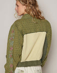 POL Embroidered Sleeve Raw Edge Quilted Jacket