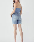 RISEN High Rise Distressed Denim Shorts