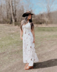 Western Lace Trim High Waist Maxi Skirt
