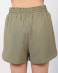 VERY J Drawstring Elastic Waist Linen Shorts