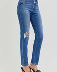 RISEN Full Size High Rise Ankle Skinny Knee Distressed Jeans