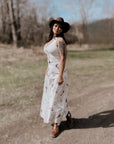 Western Lace Trim High Waist Maxi Skirt