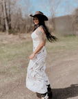 Western Lace Trim High Waist Maxi Skirt