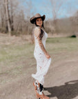 Western Lace Trim High Waist Maxi Skirt