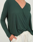 HYFVE Draped Drop Shoulder Long Sleeve Top