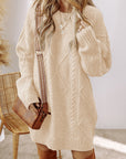 Cable Knit Drop Shoulder Sweater Dress