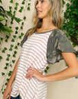 e Luna PLUS Striped Camo Twist Top