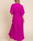 BOMBOM Surplice Maxi Dress with Pockets