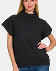 Zenana Short Sleeve Mock Neck Sweater