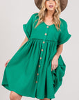 SAGE + FIG Full Size Button Up Short Sleeve Dress