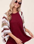 e Luna PLUS Waffle Striped Mix Kimono Top