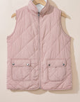 Solid Fleece Lined Quilted Vest Coat