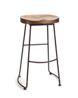 Industrial Wood Bucket Seat Stool 30"H