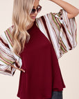 e Luna Waffle Striped Mix Kimono Top