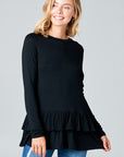 e Luna Ruffle Bottom Long Sleeve Tunic